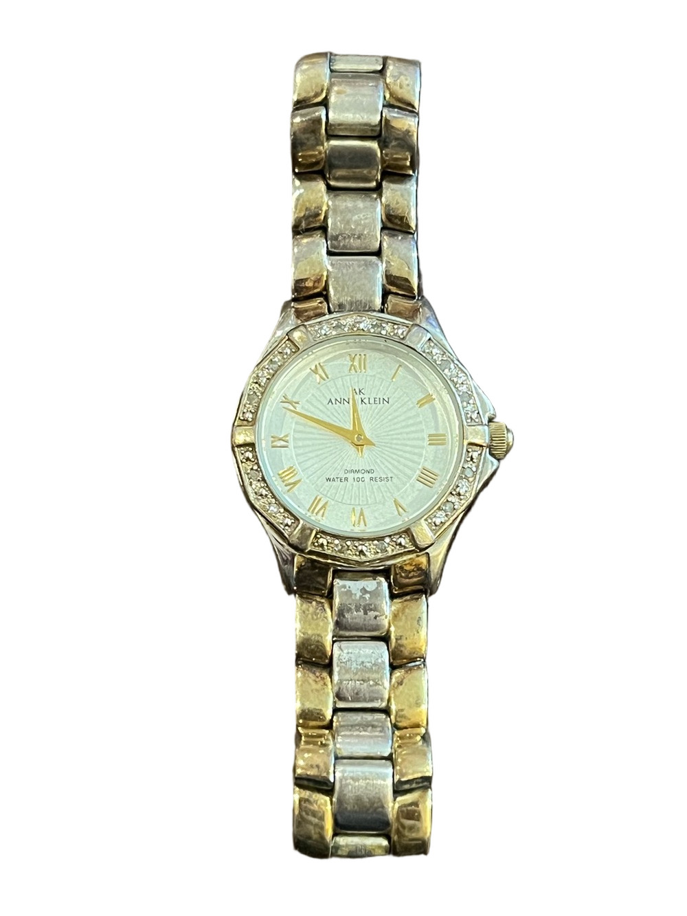 Vintage AK Anne Klein Two-Tone Diamond Accent Watch